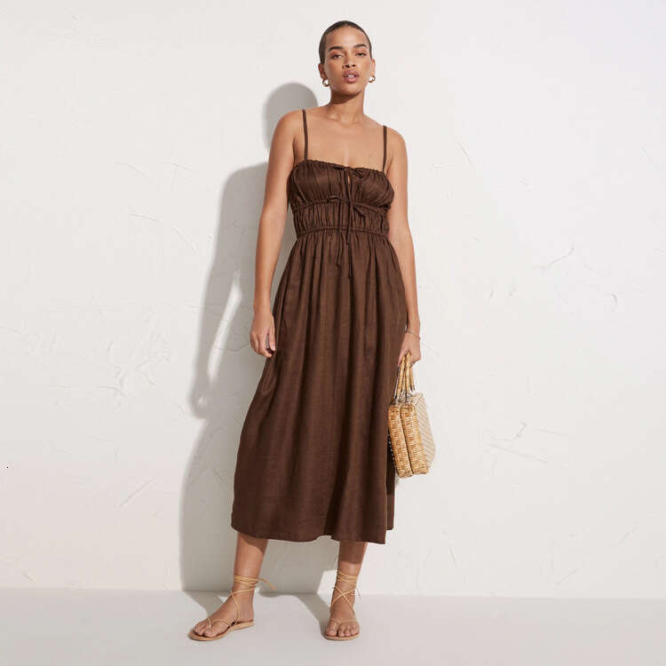 Robe De Designer Dresses for Woman Designer Floral Dress White Dress 386ref Solid Color Linen Strap Sexy Dress 2025 Summer New French Style Women