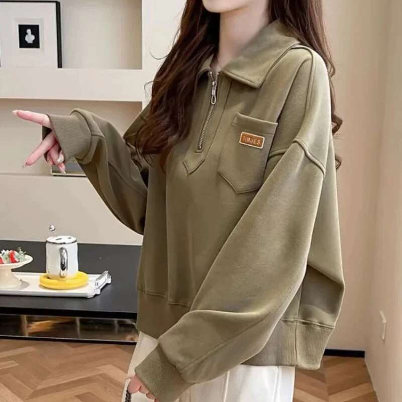 Sweatshirt for Women Baggy New In Spring and Autumn Korean Loose Pullover Aesthetic Xxl Essential Clothing Matching E Woman Tops