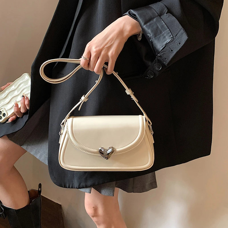 MOODS Loving Heart Buckle Crossbody Bags For Women Handbags Silver Color Small Shoulder Underarm Phone Bag 250614