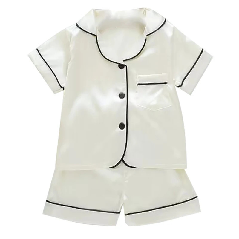 Boys Girls Ice silk satin Cartoon printing Tops Pants Set home Wear Childrens pajamas set Baby suit Kids Clothes Toddler 250617
