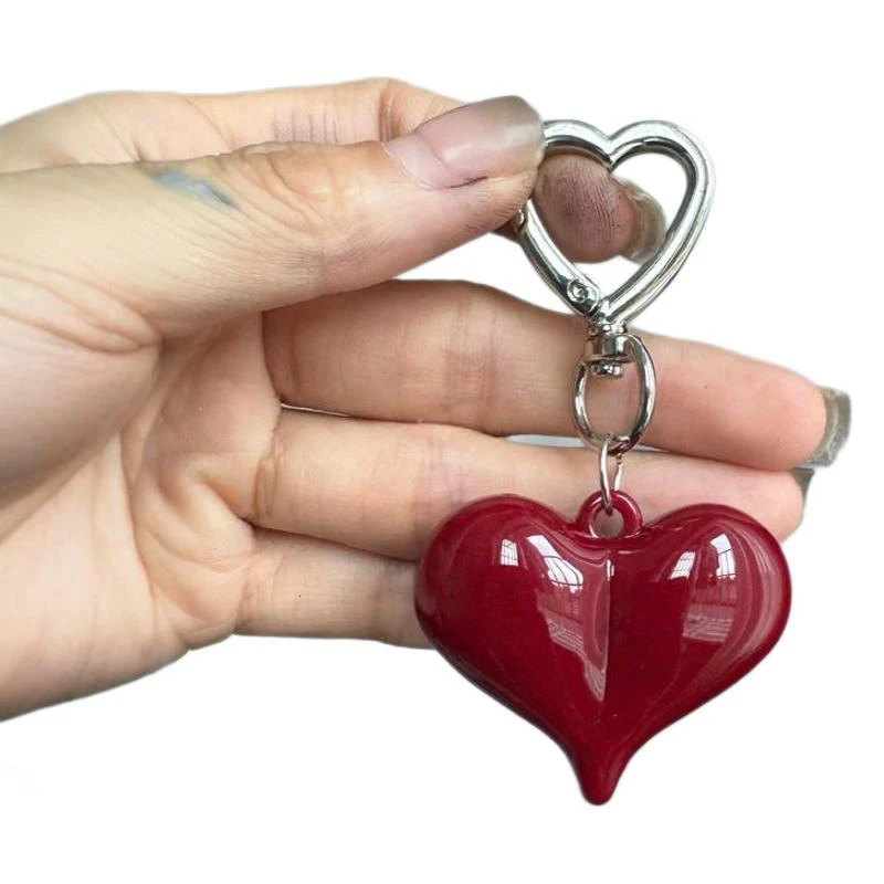 Exquisite Temperament Red Heart Bow Charms Keychain Versatile Phone Pendant Fashion Backpack Hanging Ornament Accessories Gifts 250616