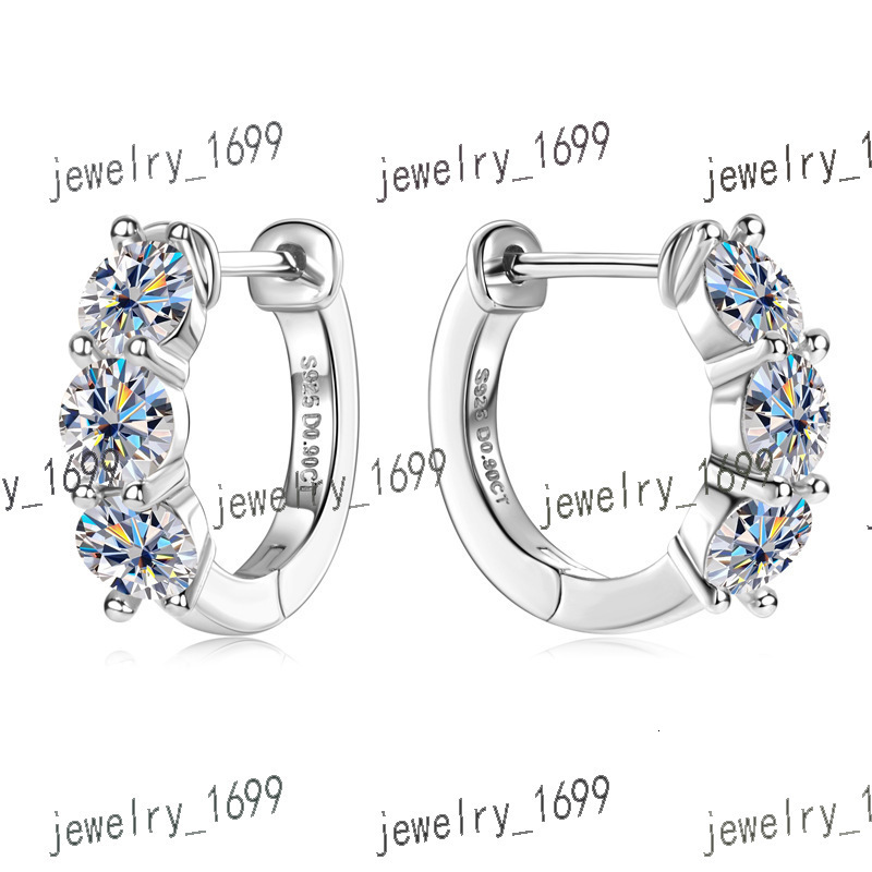 Wholesale Fine Jewelry S925 Sterling Silver Gold Plated Trendy Retro 1.8Carat VVS D Color Moissanite Hoop Earrings for Women