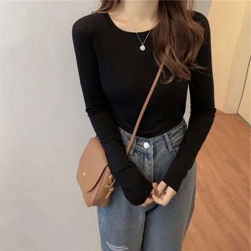 Fitted Slim Blue 2Original Long Sleeve Pulovers High Quality Plain T-shirt Woman Tees Clothing Causal Womens Top Sale Youth O