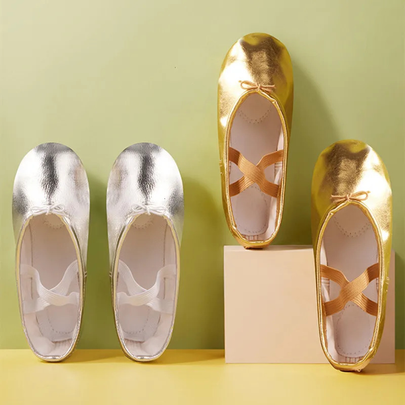 Girls Ballet Shoes Gold Silver Soft Sole Ballet Dance Slippers Children Practise Ballerina Shoes Woman Gymnastics 250613