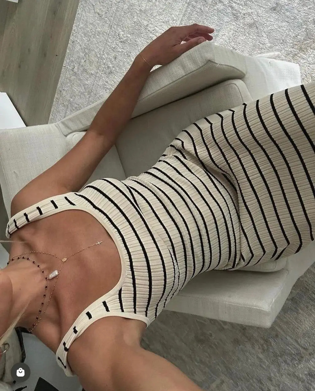 Striped vest color contrast European and American wind beach vacation sexy long skirt knitted pit strip long dress summer girl 250616