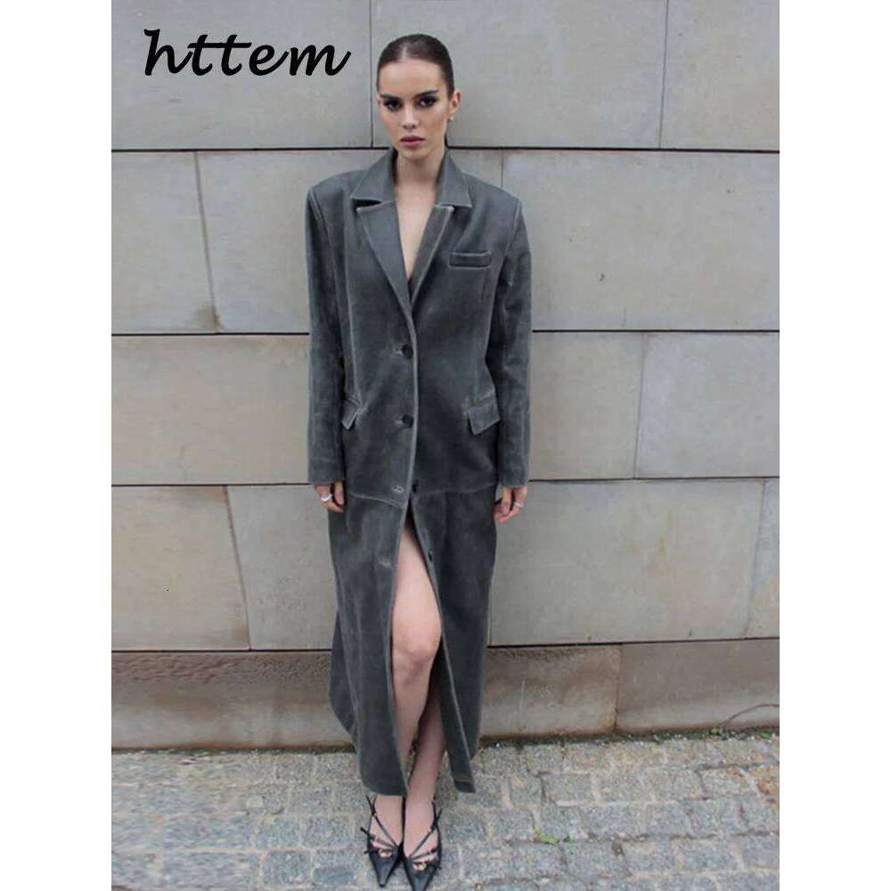 Fashion Women's Leather Trench Coat Loose Lapel Single Breasted Full Sleeve Overcoat 2024 Autumn Winter Lady High Street Coats