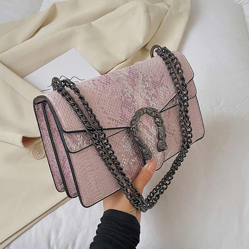 2025 Free Shipping Women's Designer Luxury Fashion New Fashion Serpentine Small Square Bag Single Shoulder Cross Shoulder Chain Bag gray black