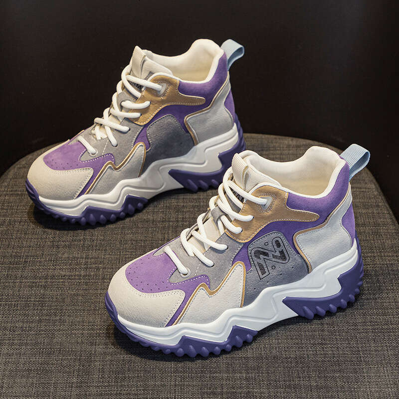 Sneakers With Hidden Height Increase For Women 2025 New Tiktok Internet Celebrity New Popular Versatile Korean Style Thick-Soled Dad Student Shoes