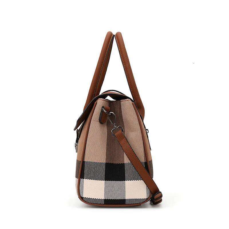 Aidrani High-end atmospheric style plaid leather handbag, 2024 fashionable new large-capacity women's tote bag