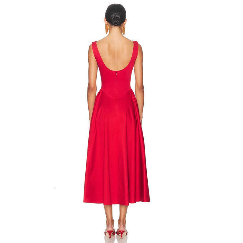 Women Designer Clothing Women Dresses 911 New 2025 Pure Cotton Round Neck Mid-length Tank Dress Simple Fashionable French Elegant Style