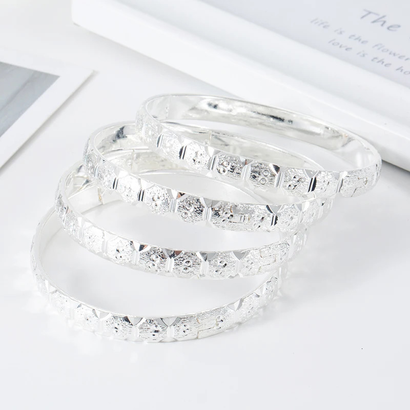 Dubai Silver Bangles High Quality Women Bride Jewelry Gold Color Ethiopian Indian bangle African Middle East Bangles Bracelets 250616