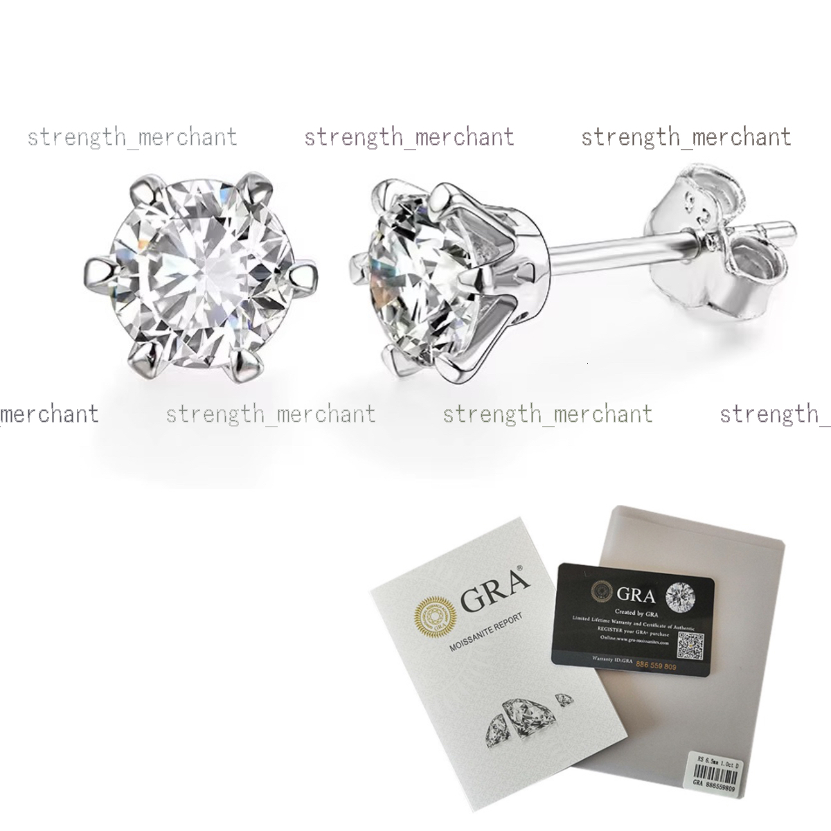Flat Back Dainty 1 Carat Sterling Silver 925 Ladies Moissanite Stud Earrings for Women