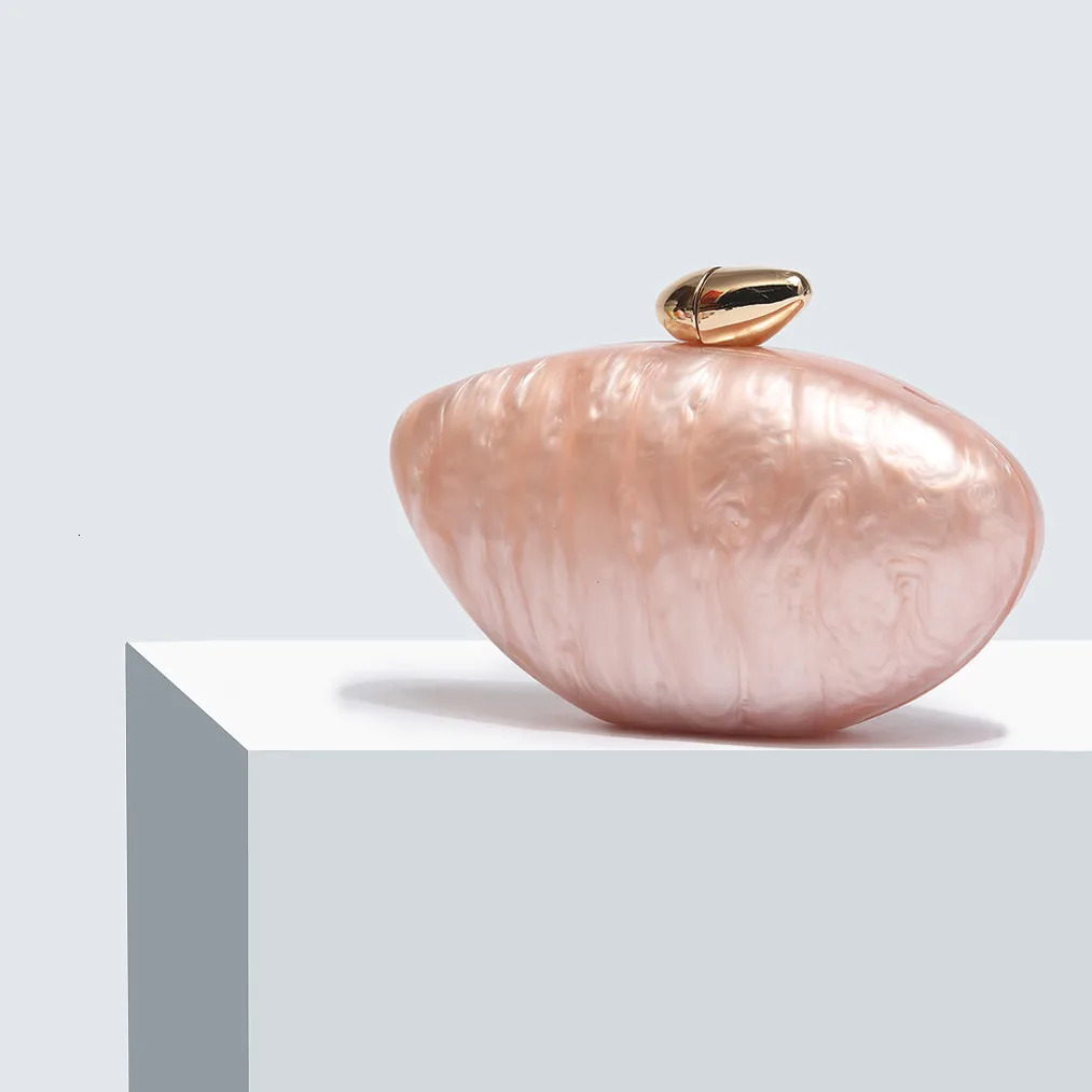 Designer Evening Bag for Women Trendy Acrylic Clutch Purse with Chain Elegant Ellipse Shoulder Party Wedding 250614