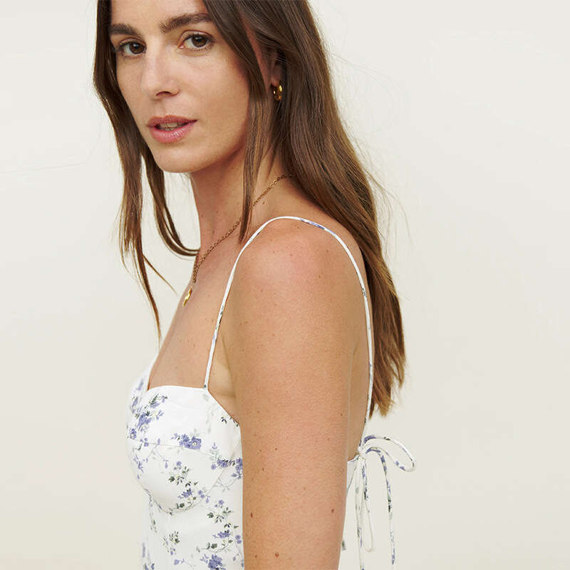 Dresses for Woman Dress Designer Plus Size Dresses Birthday Dress N715 Summer 2025 Small Orchid Floral Dress Short Strap Tie Chest Cup Sexy Vacation S