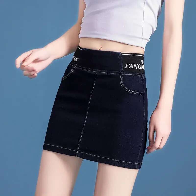 With Pocket Kawaii Chubby Jeans Skirts for Women Short Sexy Cute Woman Denim Skirt High Waist Coquette Mini Aesthetic Stylish V