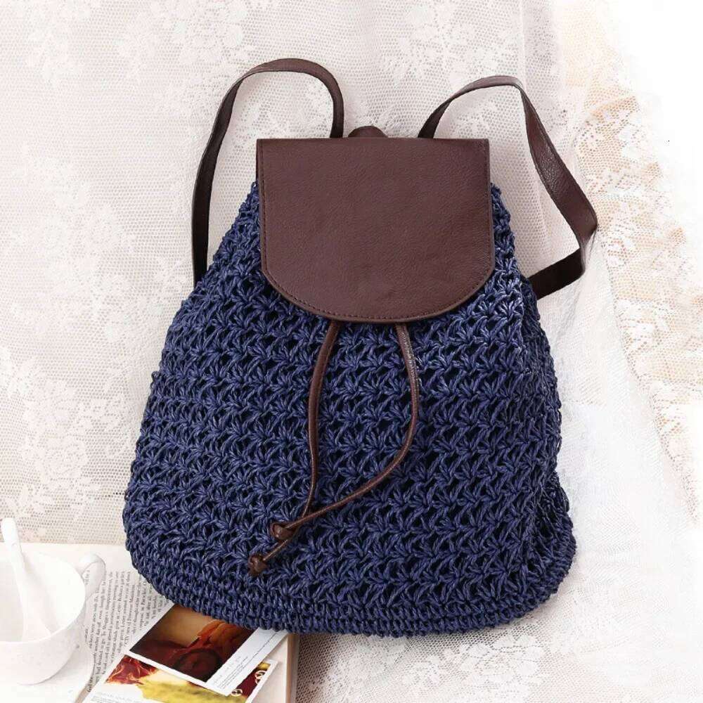 Fashionable Summer New Backpack Paper Rope Vacation And Leisure Beach Bag, Woven Women's Bag