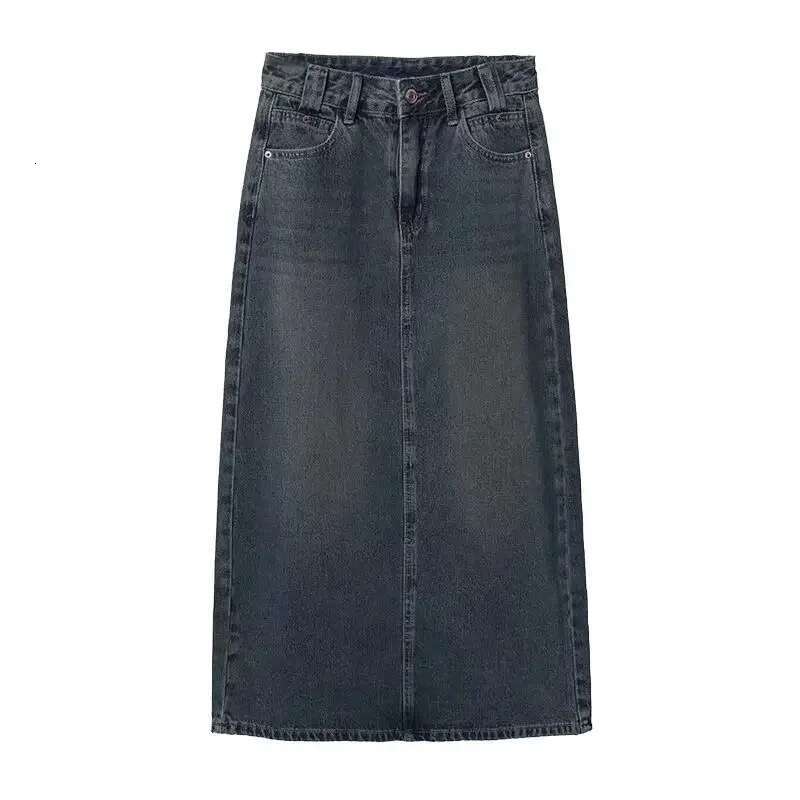 High Waist Wrap Maxi Tight Woman Denim Skirt with Slit Jeans Skirts for Women Long Cheap A Line Clothing Sales Y2k Vintage Trend