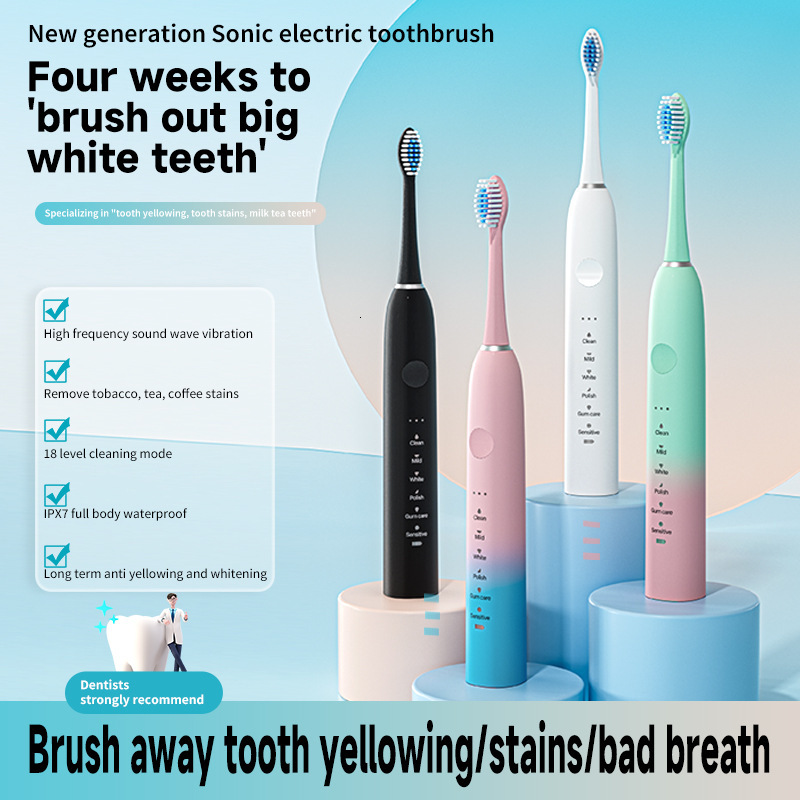 Soft Bristle Rechargeable Automatic Metal Shaft 18-Speed Electric Toothbrush Couple Model For Adults