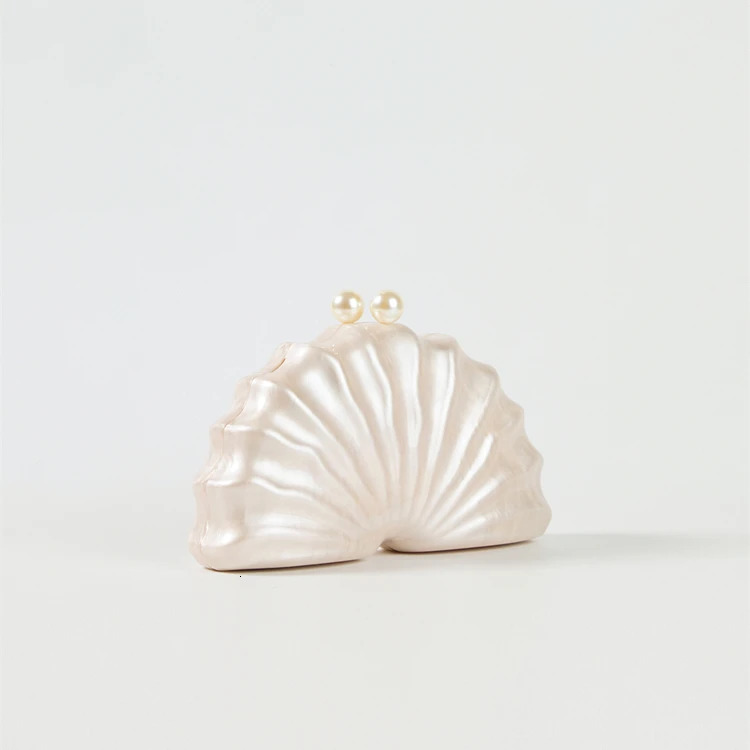 Sea shell Clutch Bag Acrylic purse women wedding evening dinner party cute ivory pearl color handbag summer 250614