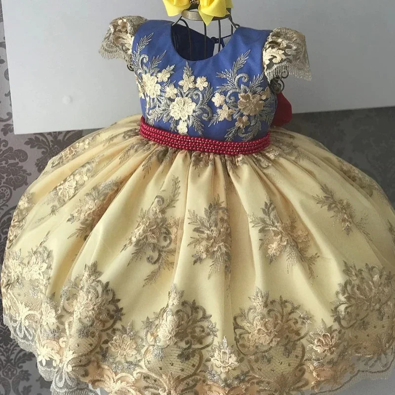 Snow White Princess Flower Dress for Baby Girls Kids Birthday Formal Gala Costumes Baby Girls Christmas Backless Clothes 250617