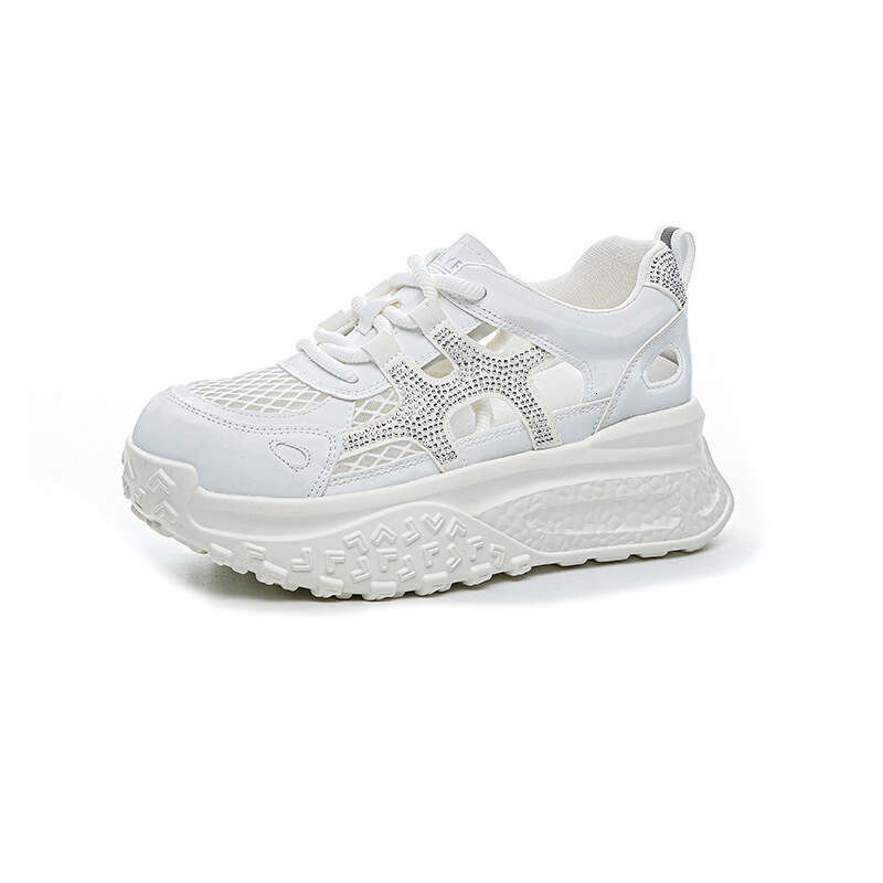 Hollow Breathable Mesh Dad Shoes New 2025 Summer New Thick-Soled Versatile Casual Sports Super Popular White Sneakers For Women