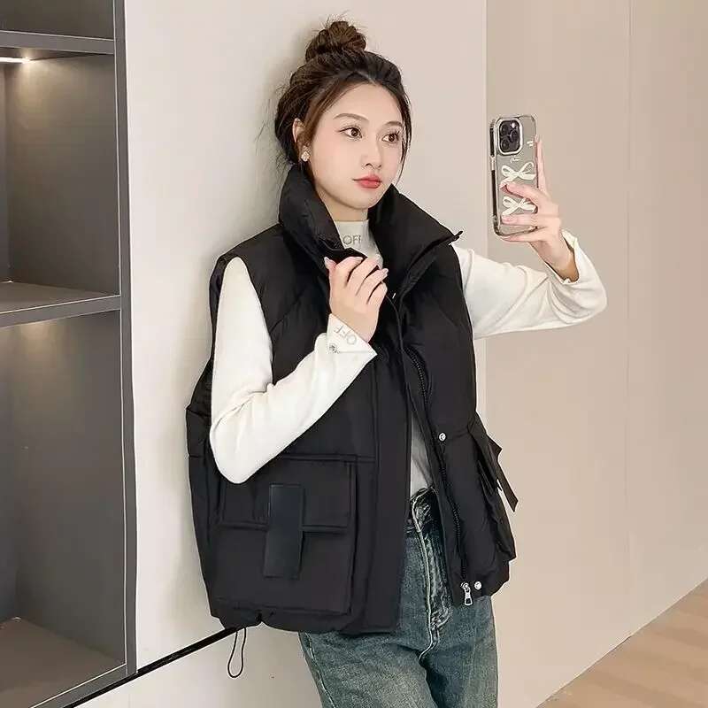 Lady Padded Cotton Giletes Half Stand Collar Short Cold Classic Youthful Womens Vests Sleeveless Warm Elegant Autumn Casual