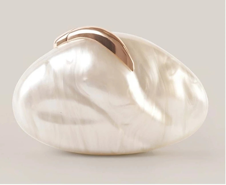 Flower Oval Egg Shell Clutch Bag Acrylic Pearl Beige Frame Purse Women Wedding Evening Party Cute Ivory Handbag Mini Beach Bags 250614