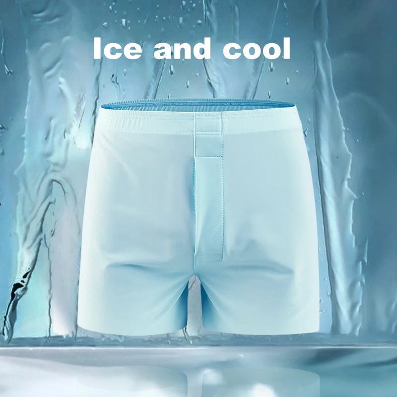4pcs Male Pants Men Ice Silk Boxers Shorts Loose Mid-Waisted Mens Plus Size Underwear Homewear Comfortable Panties 250529