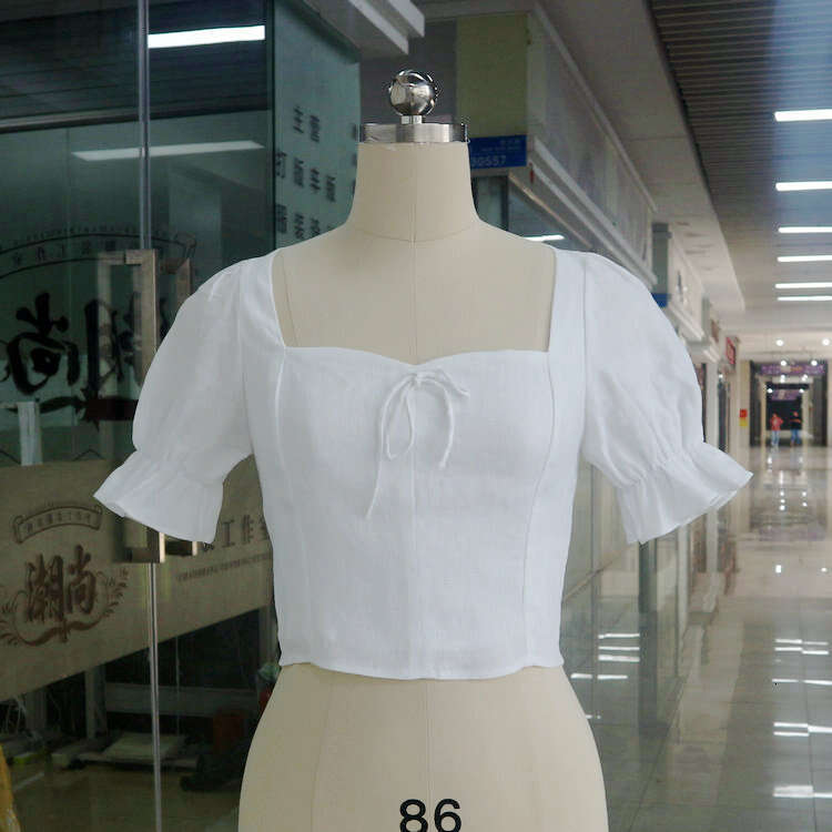 Promdress Robe De Designer Luxury Dress Women Dresses Womens Dress No.061#white Cotton Linen Ref2025 Summer Square Neck Short Sleeve Crop Top