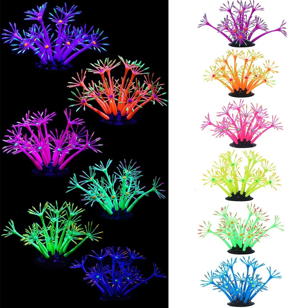 Luminous Aquarium Coral Plant Ornament Artificial Underwater Decoration Glowing Fish Tank Decor Aquatic Landscape Supplies 250613