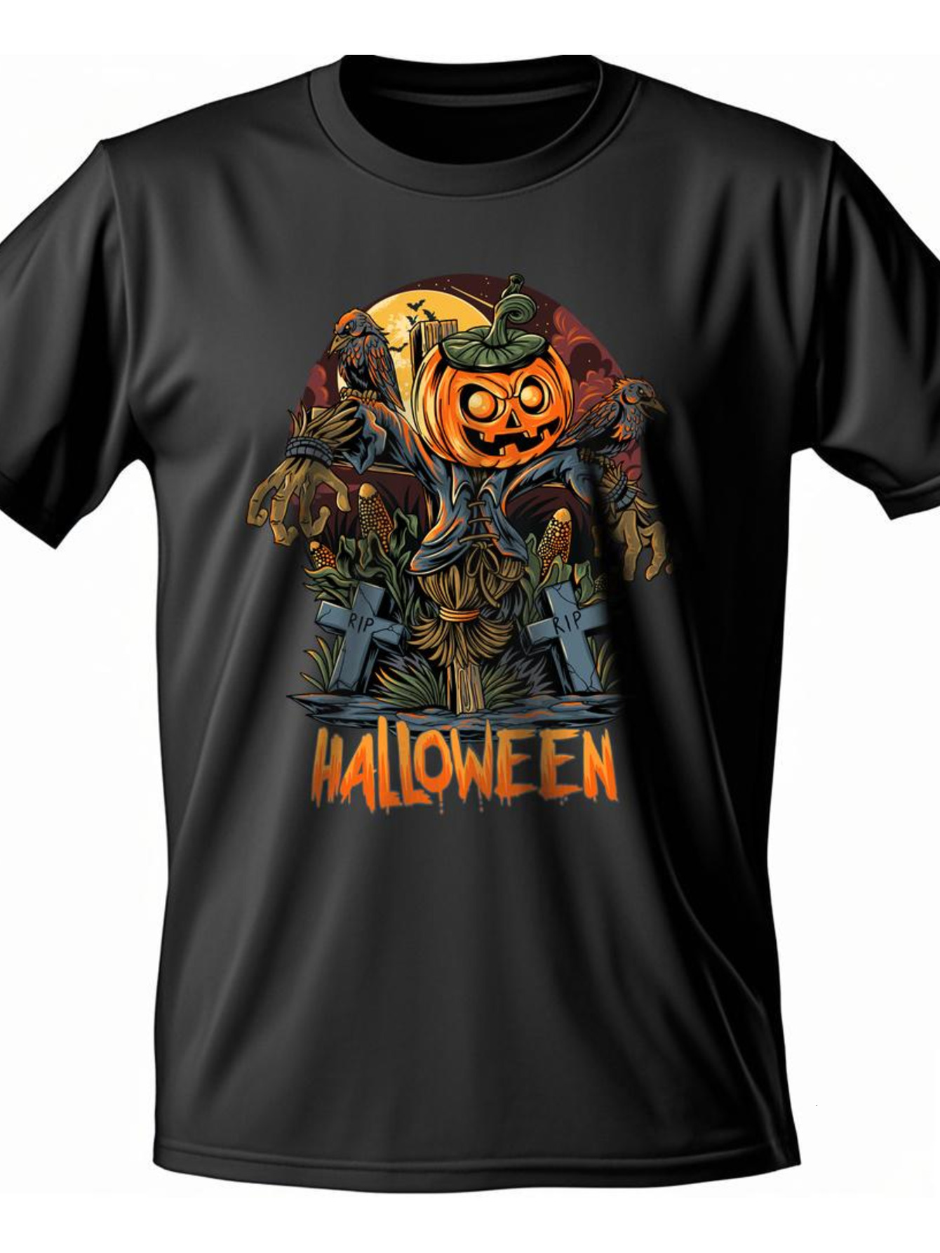 Dongdumaoyi S-3Xl Short Sleeve Graphics T Shirts Black White Adult 180G Men Cotton Round Collar Halloween 7836
