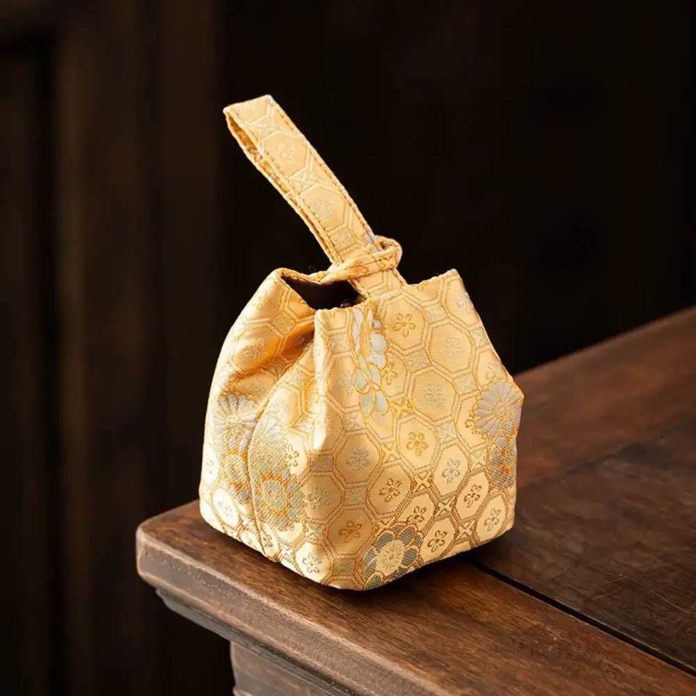 Chinese Style Teacup Drawstring Cloth Pouch Breakage-proof Print Teaware Storage Bag Portable Multifunctional Small Item Pouch Z250617