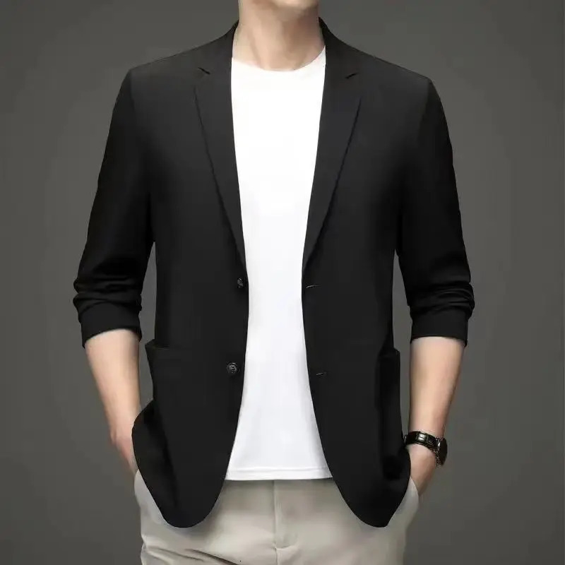 Spring Summer Men Ice Silk Thin Casual Sunscreen Blazer Fashion Casual Male Clothes Long Sleeve Big Size Slim Solid Blazers Coat 250614