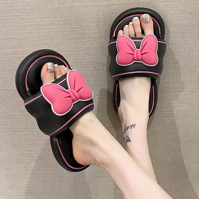 New bow tie shoes for daily commuting, summer women's sandals, fashionable outdoor soft women's slippers, designer sandals