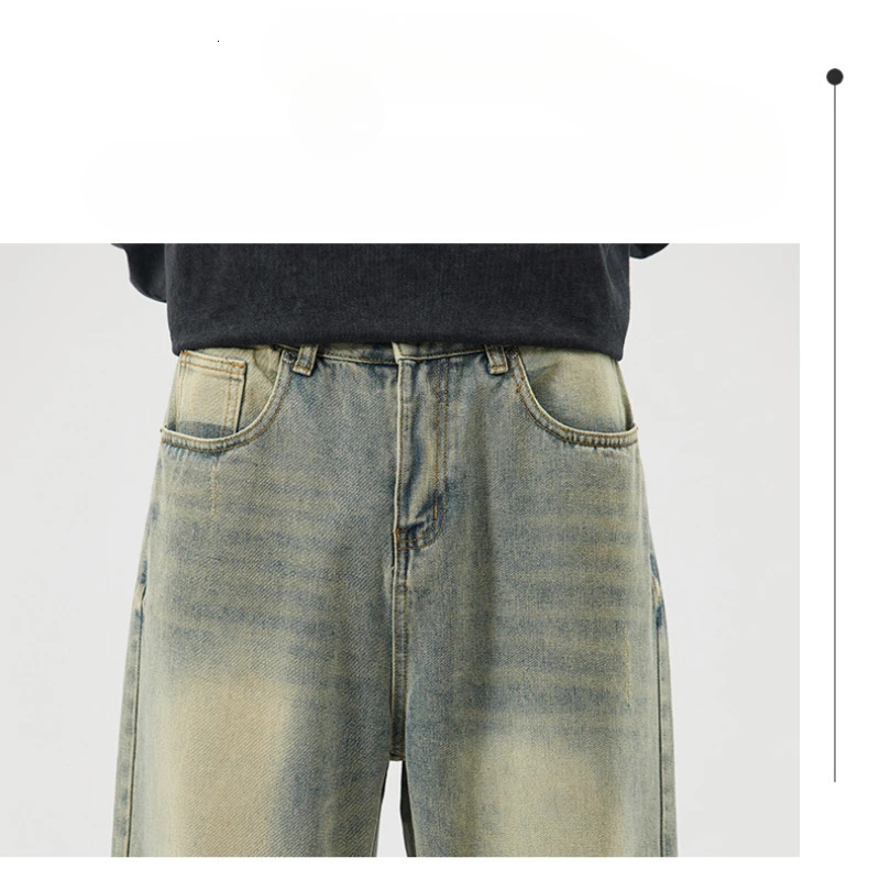 Men Womens Micro Flared Straight Leg Spring Summer American Style 2025 Clean Fit Distressed Washing Rustic Blue Versatile Jeans 250616