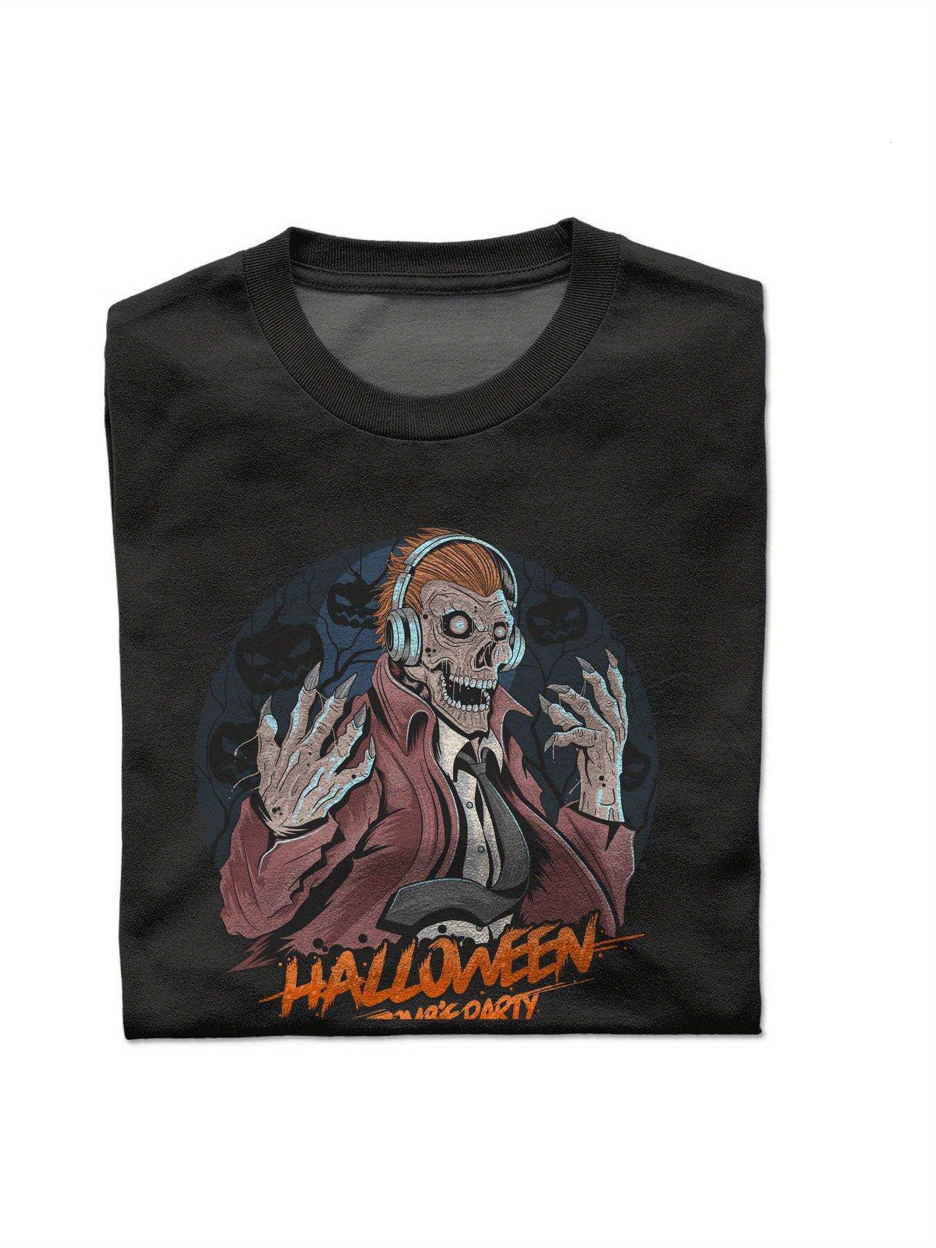 Dongdumaoyi 180G White Cotton Text Short Sleeve Adult Round Collar T Shirts Men Black Graphics S-3Xl Halloween e9c1