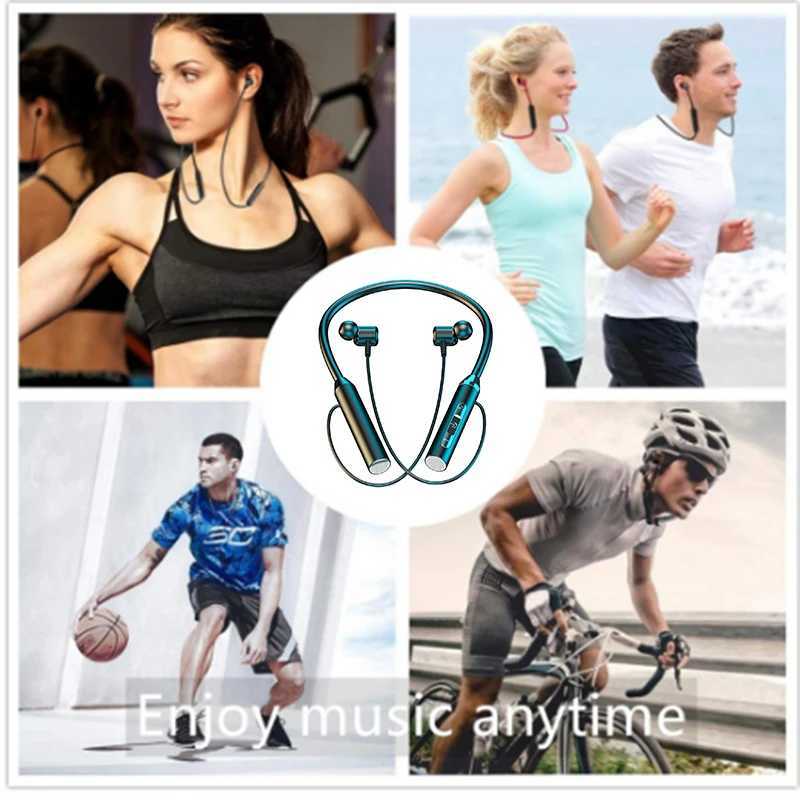 New Arrival Wireless BT Earphones Neckband Headphones Gaming Stereo Sports Headset Halter Waterproof Magnetic Earbud with LED Display O250617
