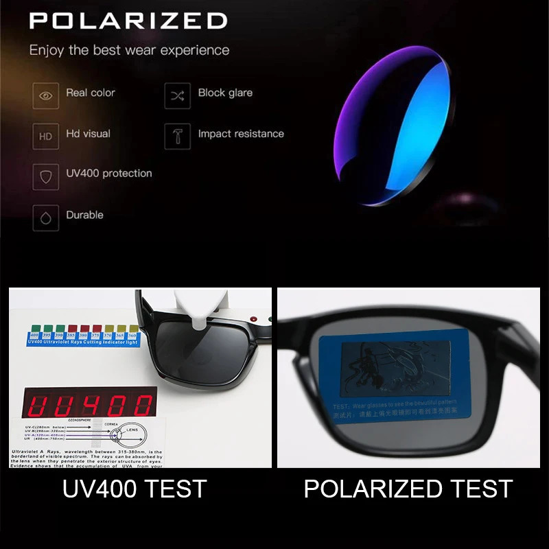Classic Fashion Square Polarized Sunglasses Men Vintage Plastic Male Sun Glasses Women Stylish Black Outdoor Sports Shades UV400 250616