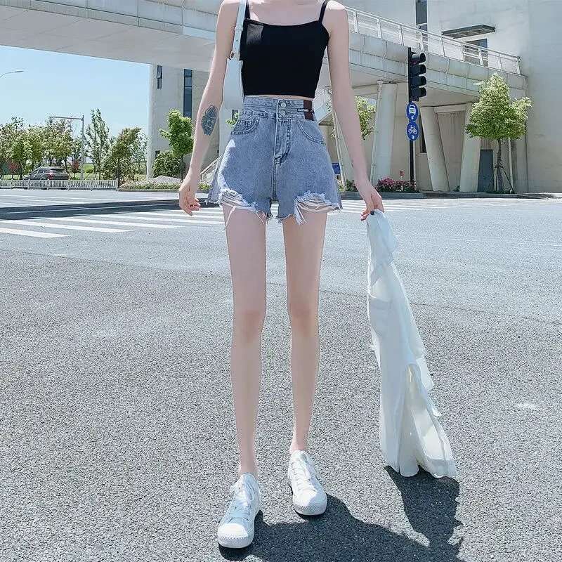 With Waist Pocket Denim Shorts for Women Loose Short Jean Pants Woman Flowy Fashion Clothing 2025 Outdoor Harajuku XL Streetwear