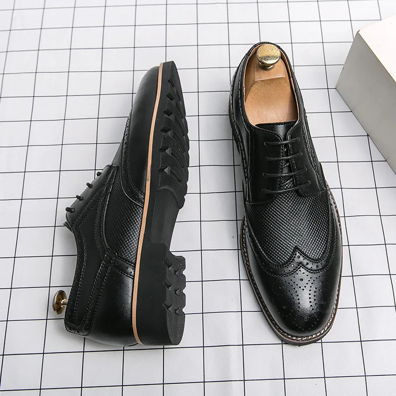 Handmade Oxford Shoes for Men Wingtip Leather Brogue Mens Dress Classic Business Formal Male Calfskin Shoe 250612