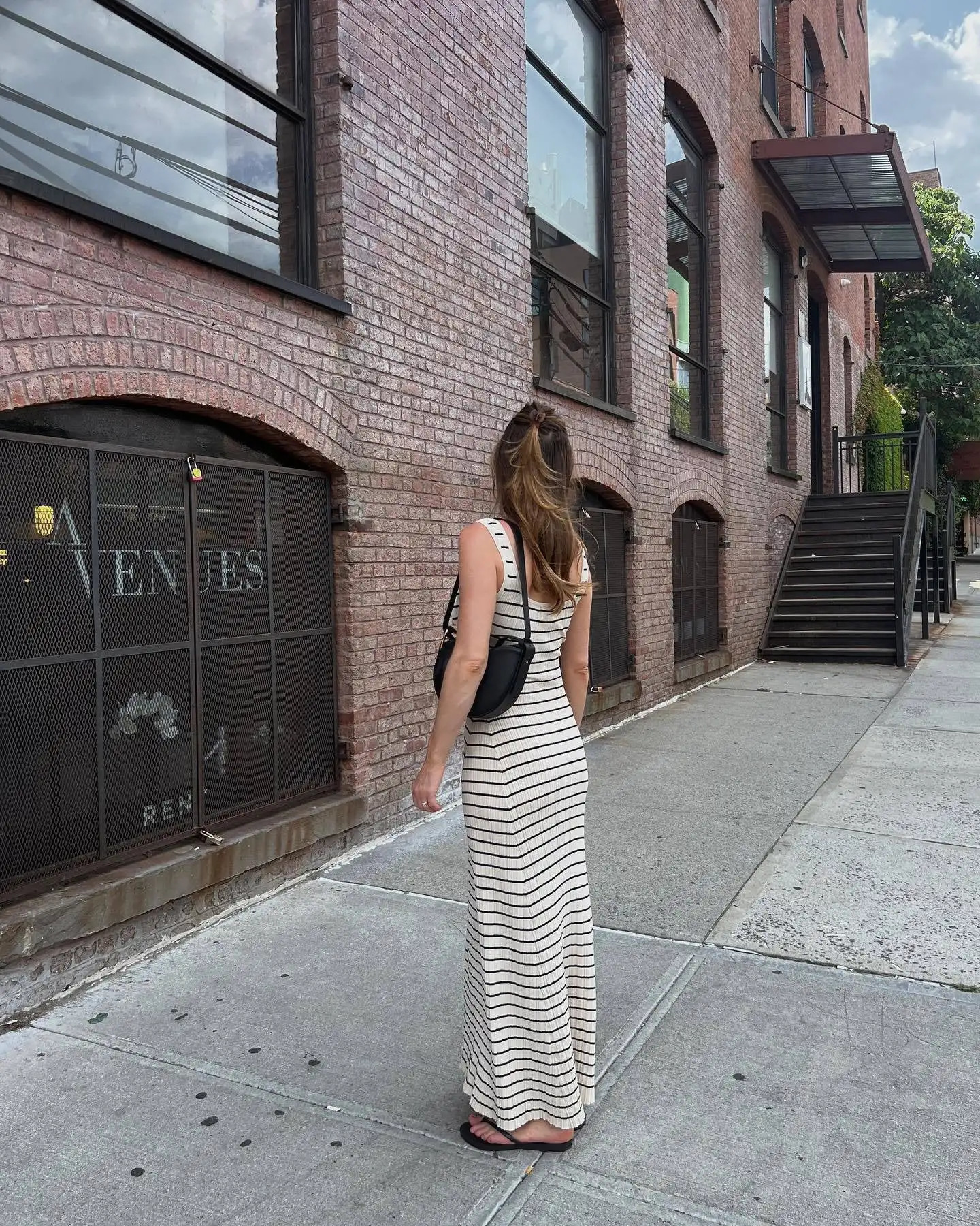 Striped vest color contrast European and American wind beach vacation sexy long skirt knitted pit strip long dress summer girl 250616