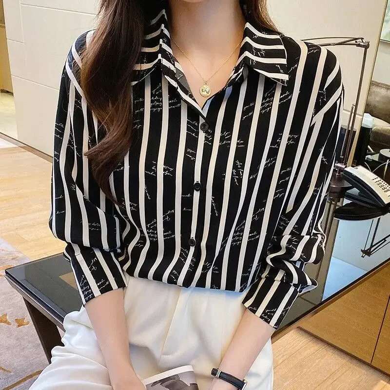 Spring and Autumn Woman Top Full Long Sleeve Shirts Blouses for Women Chiffon Korean Reviews Clothes Style Elegant Luxury S M