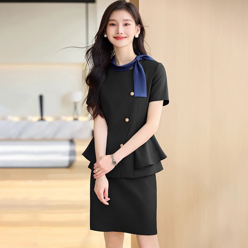NAVIU Summer Short Sleeve Formal Professional Business Suits 2 Piece Set With Pants And Tops For Women Office Work Wear Blazers 250612