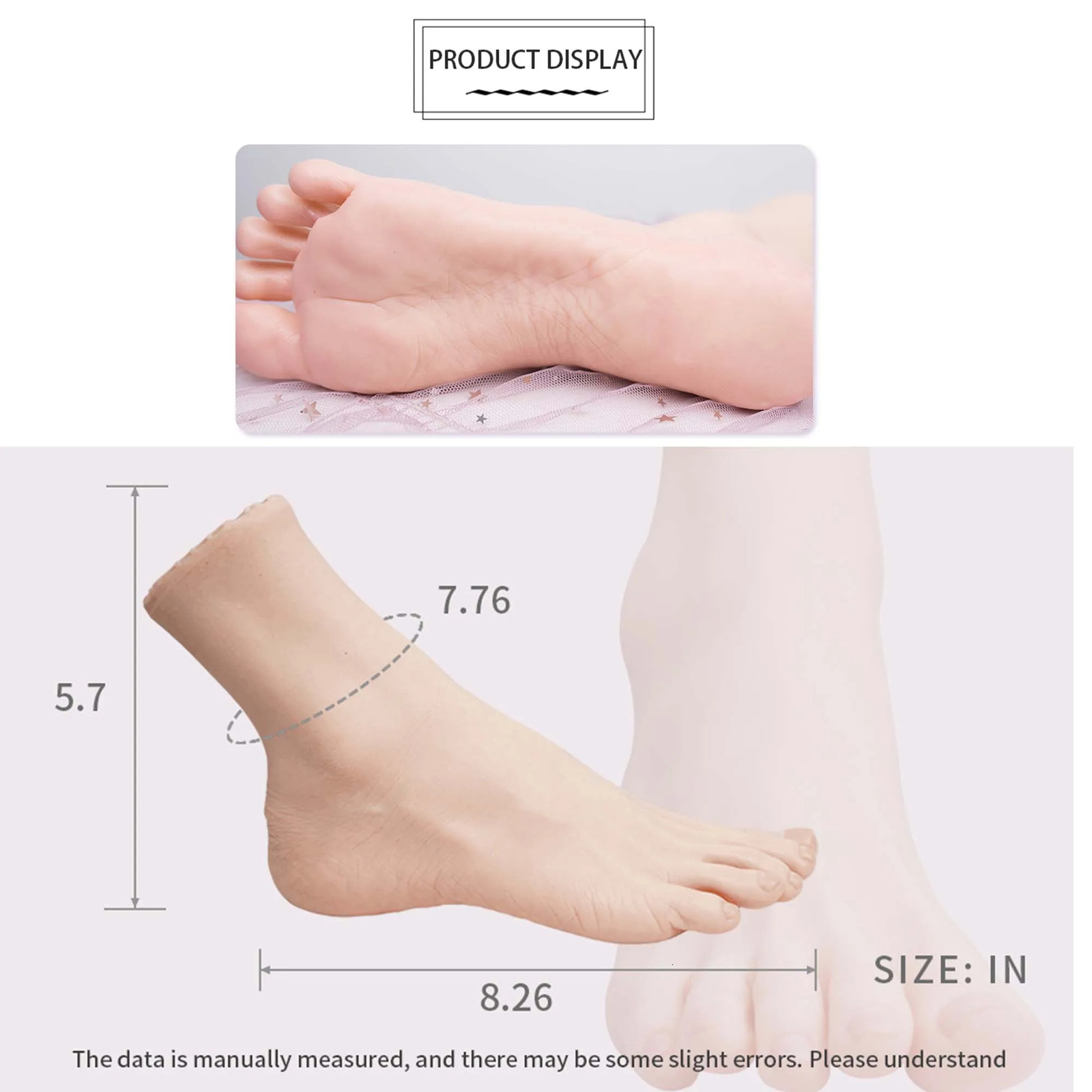 Zilasegy Silicone Feet Model Realistic Fake Foot Female Mannequin Display Sandal Shoe Sock Art Sketch NailOne foot 250611