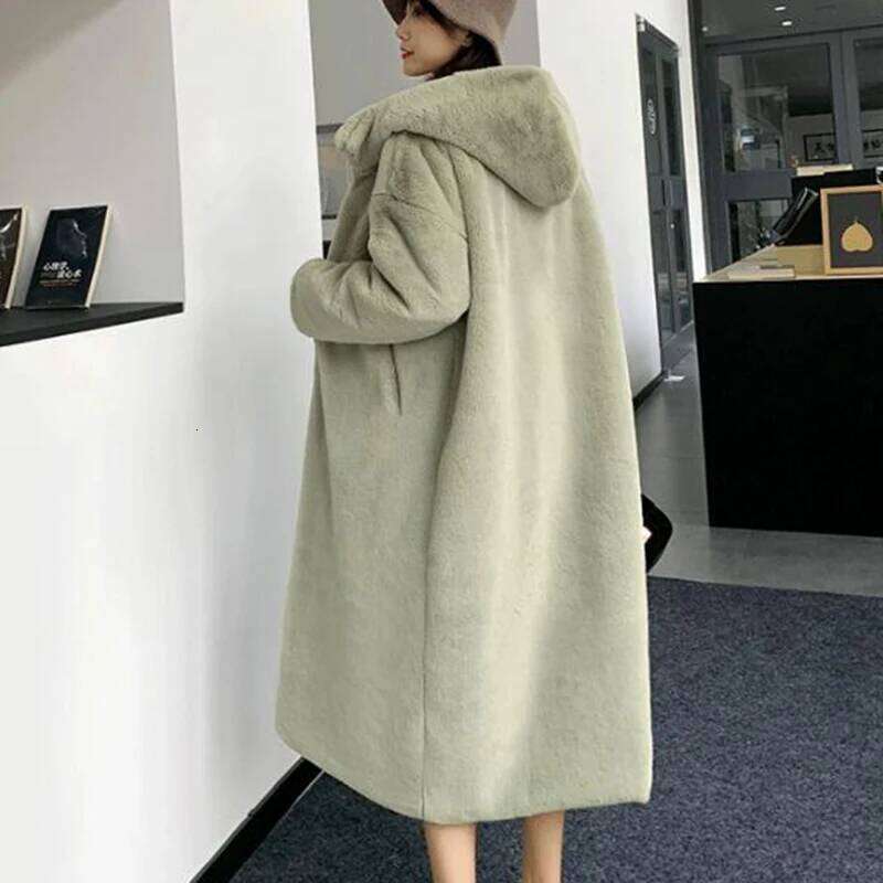 2023 Faux Rabbit Winter Women High Quality Long Warm Fur Coat Loose Lapel OverCoat Thick Plus Size Female Plush Coats