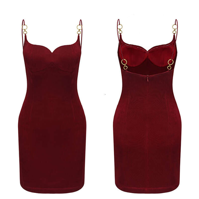 Dresses Tender Promdress Floral Dress Sexy Designer Dresses N737 Summer 2025 He Chaolian Same Style Solid Color Strap Slim Short Dress Sexy