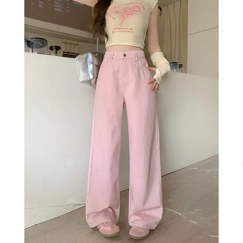 Plus Size Spring 2025 plus Size Womens Wide Leg Floor Length Jeans High Waist Slimming Skinny Denim Pants Texture Sensation 250609