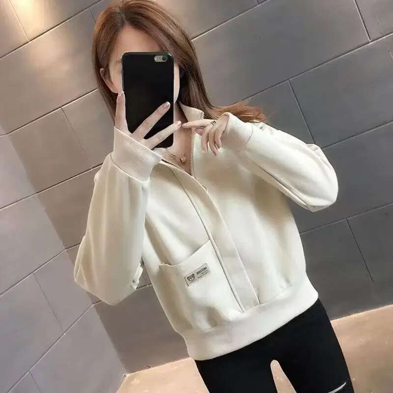 Cotton Sweatshirt for Women Baggy With Zipper Loose Pullover Full Zip Up Woman Tops Harajuku Fashion Emo Sweat-shirt Korean M E