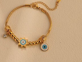 Bohemian Style Fashion Light Temperament Round Bead Inlaid Eye Tree of Life Bracelet for Women Titanium Steel Non-Fading Necklace