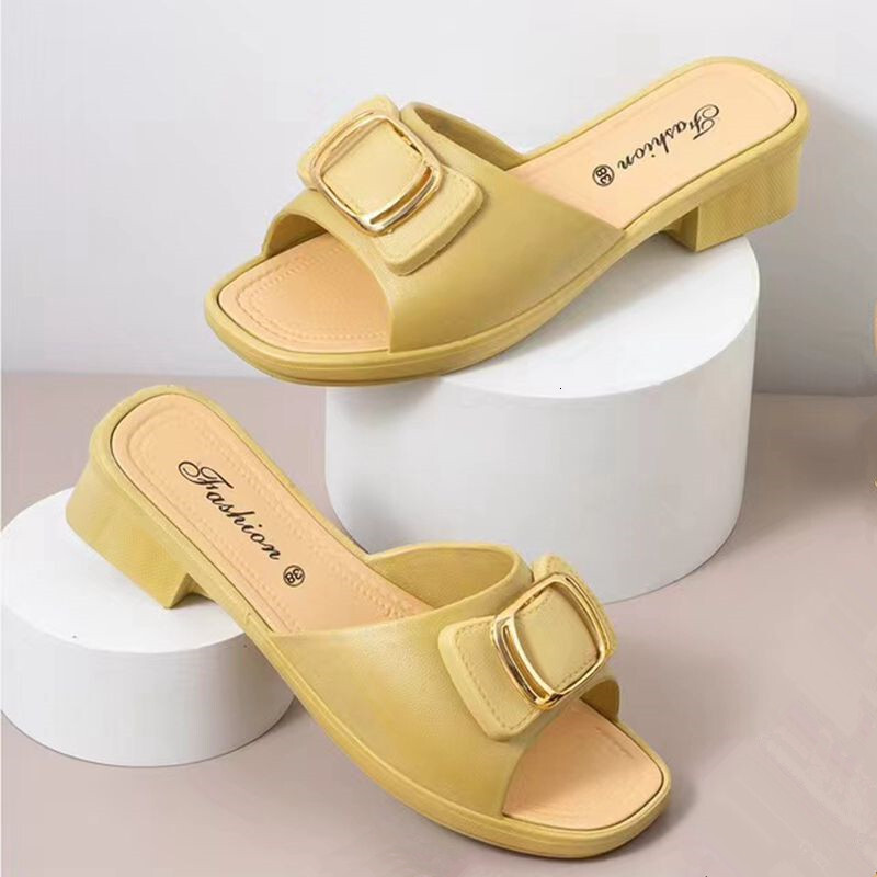 Women's summer mid heel women's sandals fashion home outdoor thick soled women's slippers designer sandals women's slippers